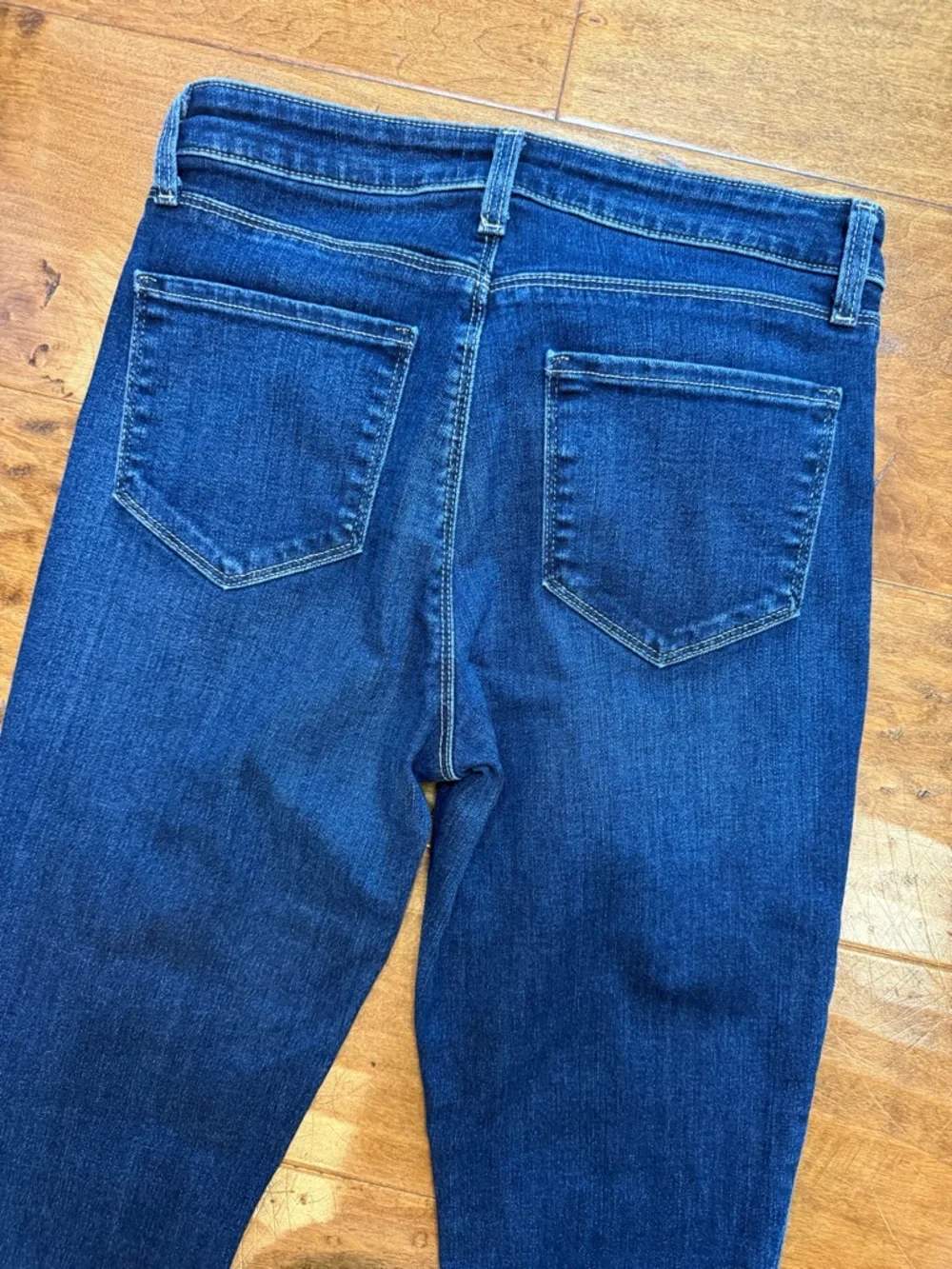 L’AGENCE Ruth High Rise Straight Jeans Raw Hem Dark Wash 26